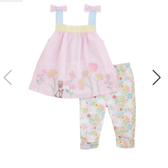 NWT Mud Pie Floral Bunny Tunic Set - Picture 1 of 3